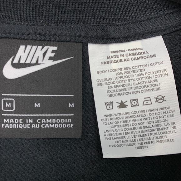 Nike Cropped Heritage Floral Print Crew Neck Sweatshirt Womens Sz Medium Black - Picture 5 of 6